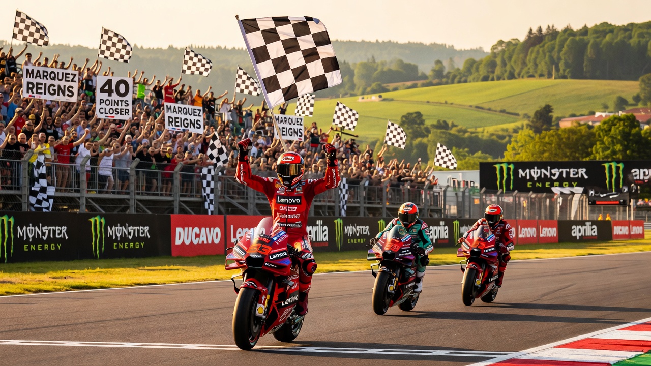 Marquez Wins at Brno to Reignite MotoGP Title Hunt with 40 Points to Close